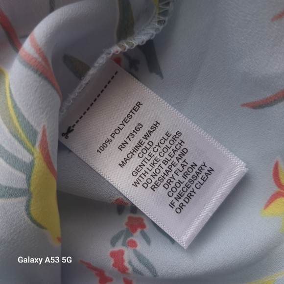 CUPIO light blue floral blouse with 3/4 sleeve‎ size M - Picture 5 of 11